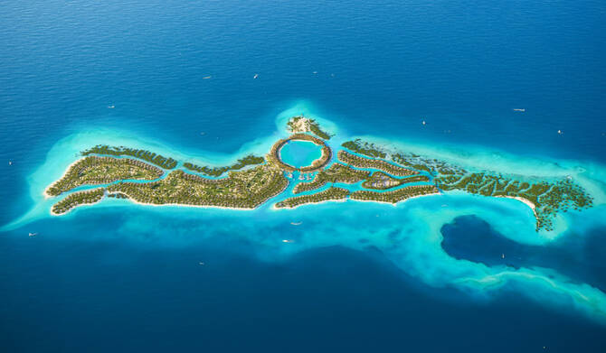 Red sea Global selected the island for its intimate scale and natural beauty shaped by coral reefs and calm lagoons. (Supplied)